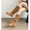 Birkenstock Boots Women's Autumn and Winter New Round Head Pleated Piled Boots Small Man But Knee Boots