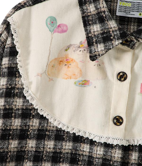 YOUTHBATH Bib Front Check Overshirt_Black