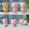 6 Pcs Cute Little Pig Doll Ornaments Little Pig Desktop Cake Decoration Car Decoration Micro Landscape DIY Home Decorations