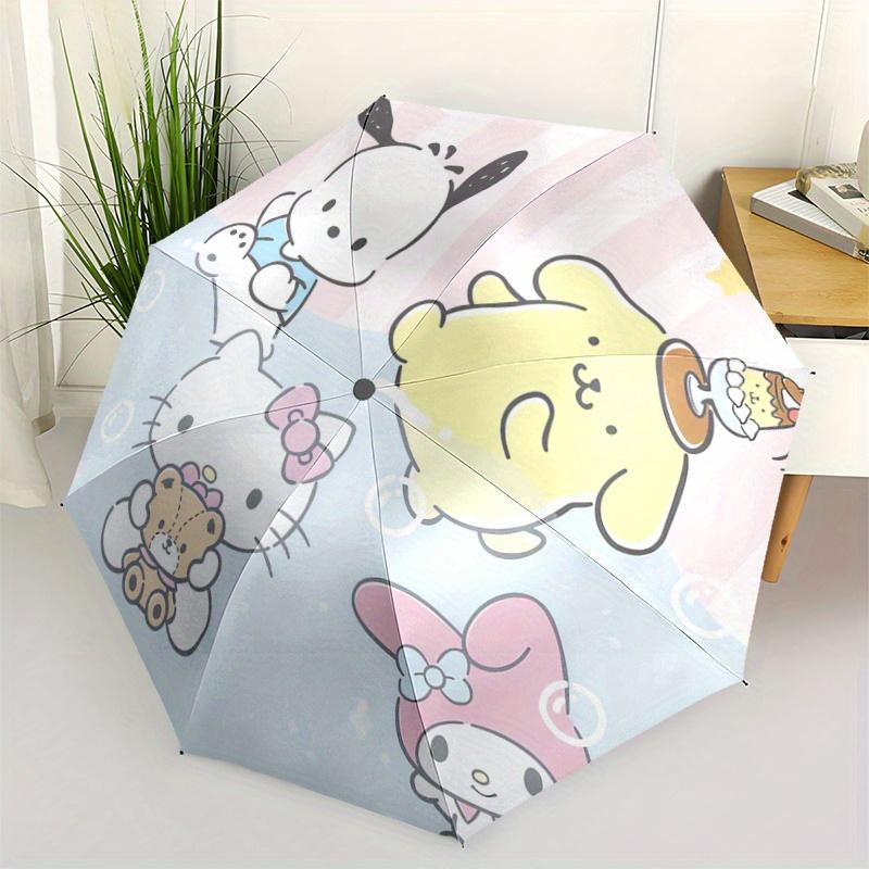 1pc Pom Pom Purin Hello Kitty Pochacco My Melody Pattern Automatic Umbrella Is Fashionable and Good-Looking, a Portable 3-Fold Umbrella, Suitable for