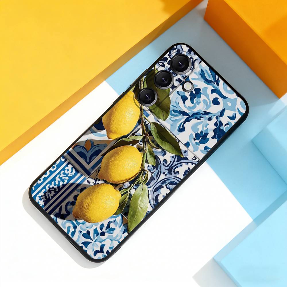 Lemon Art Phone Case For Samsung Galaxy A 73,72,51,53,52,71,22,5G,Note,J7,8,9 Soft Black Cover