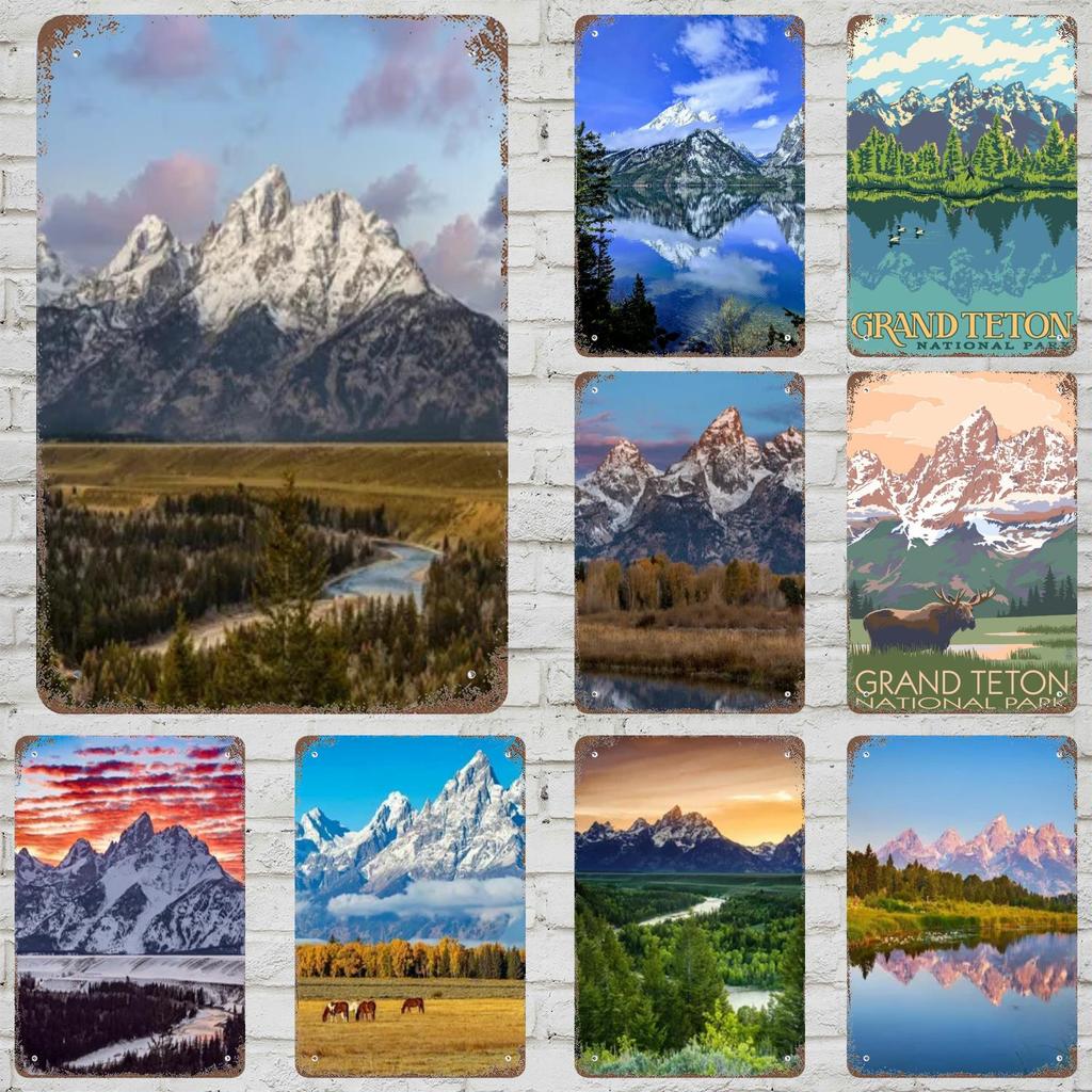 grand teton national park Funny Bar Metal Sign Retro Plaque Vintage Sign Alcohol Drinker Pub Club Kitchen Wall Decoration