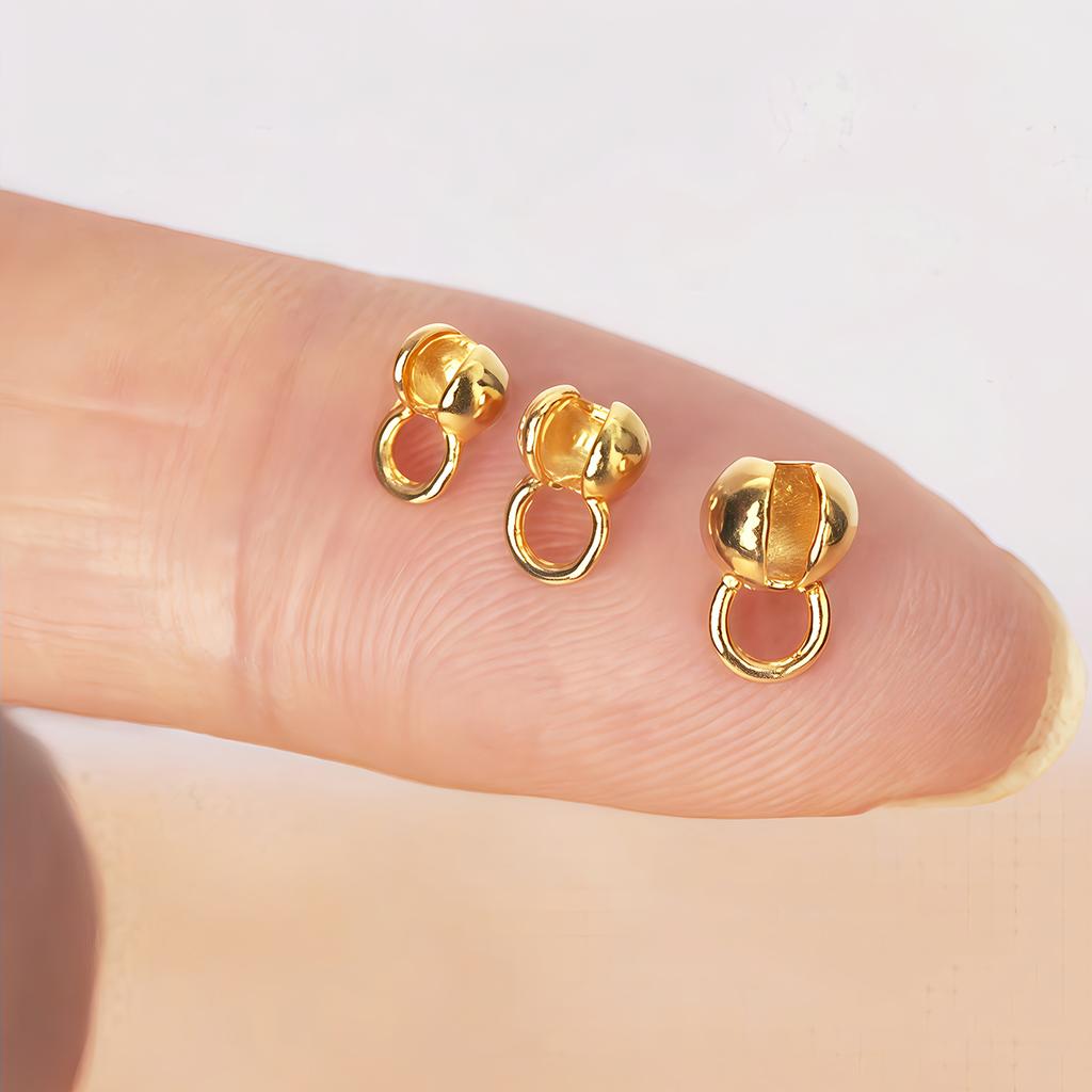 10PCS Brass Crimp End Beads 18K Gold Plated Tip Ball Chain Connector Clasp for DIY Necklace Bracelet Jewelry Making Accessories