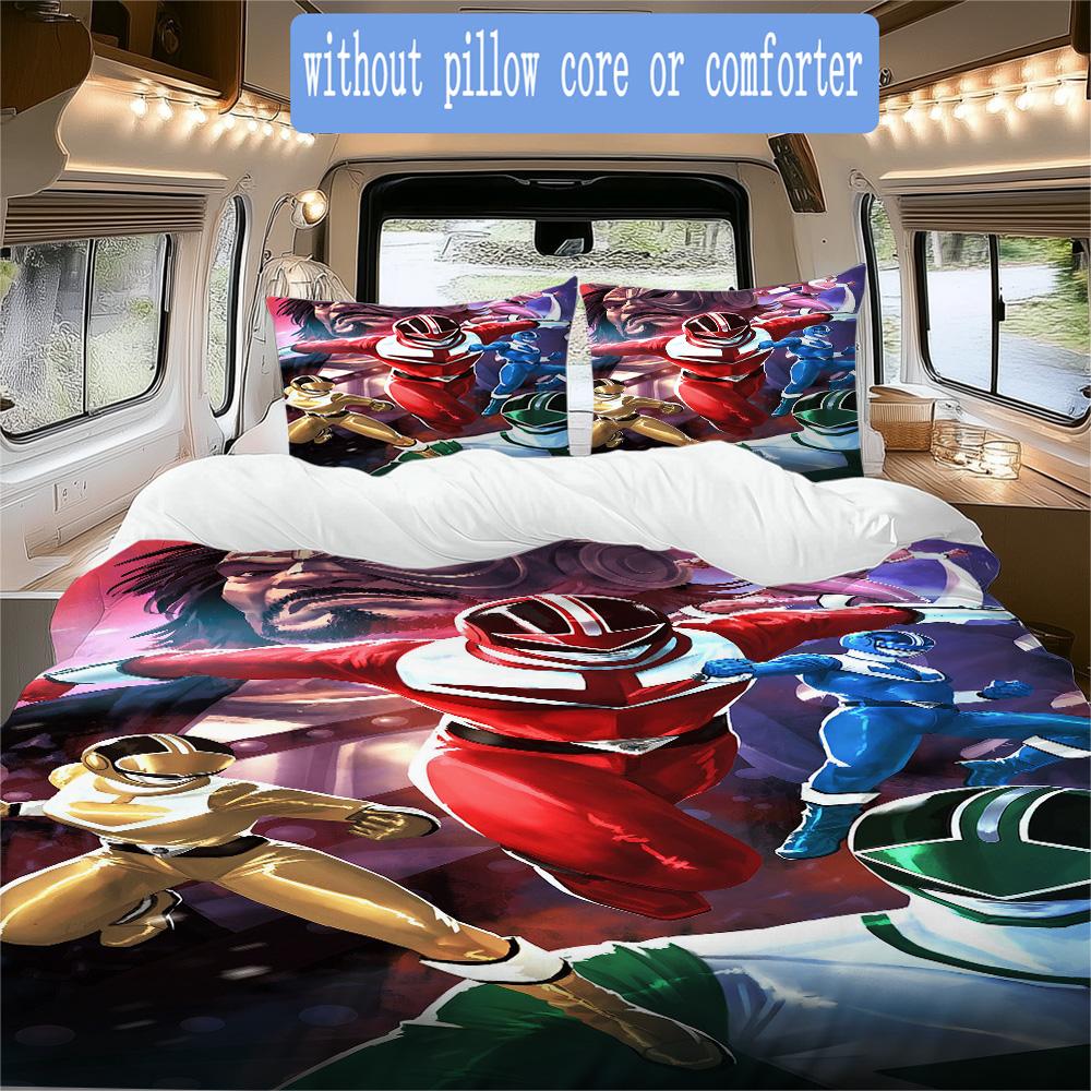 Power Rangers Pattern Bedding,Quilt Set Quilt Cover Pillowcase Home Birthday Gift (1*duvet cover+2*pillowcase,without core)XSJT0917275