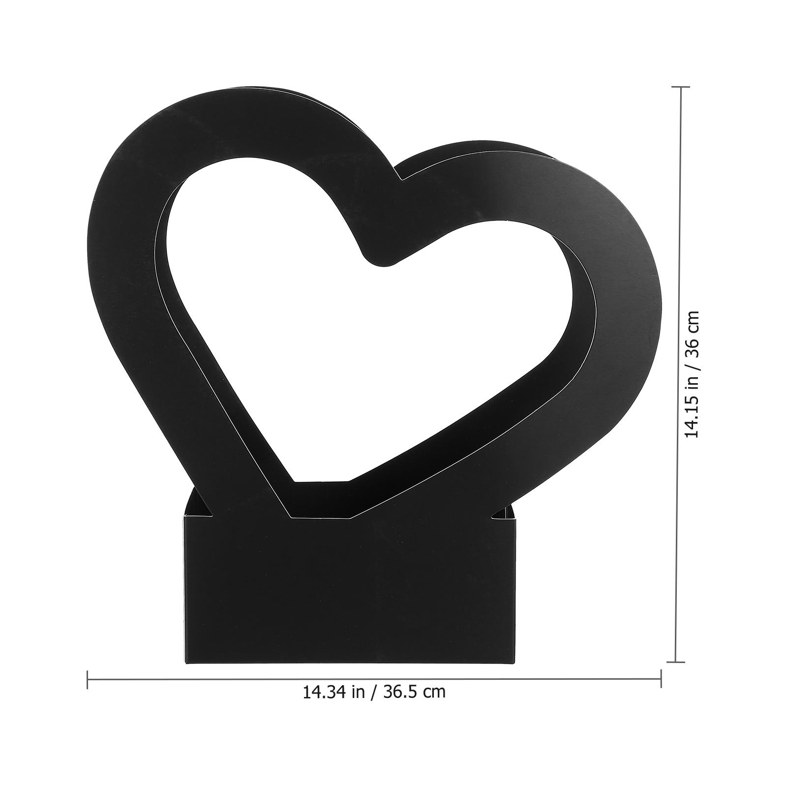 

2pcs Heart Handle Design Handheld Flower Wrapping Box For Wedding Bouquet Fresh Flower Gift Paper Carry Container Party other чорний
