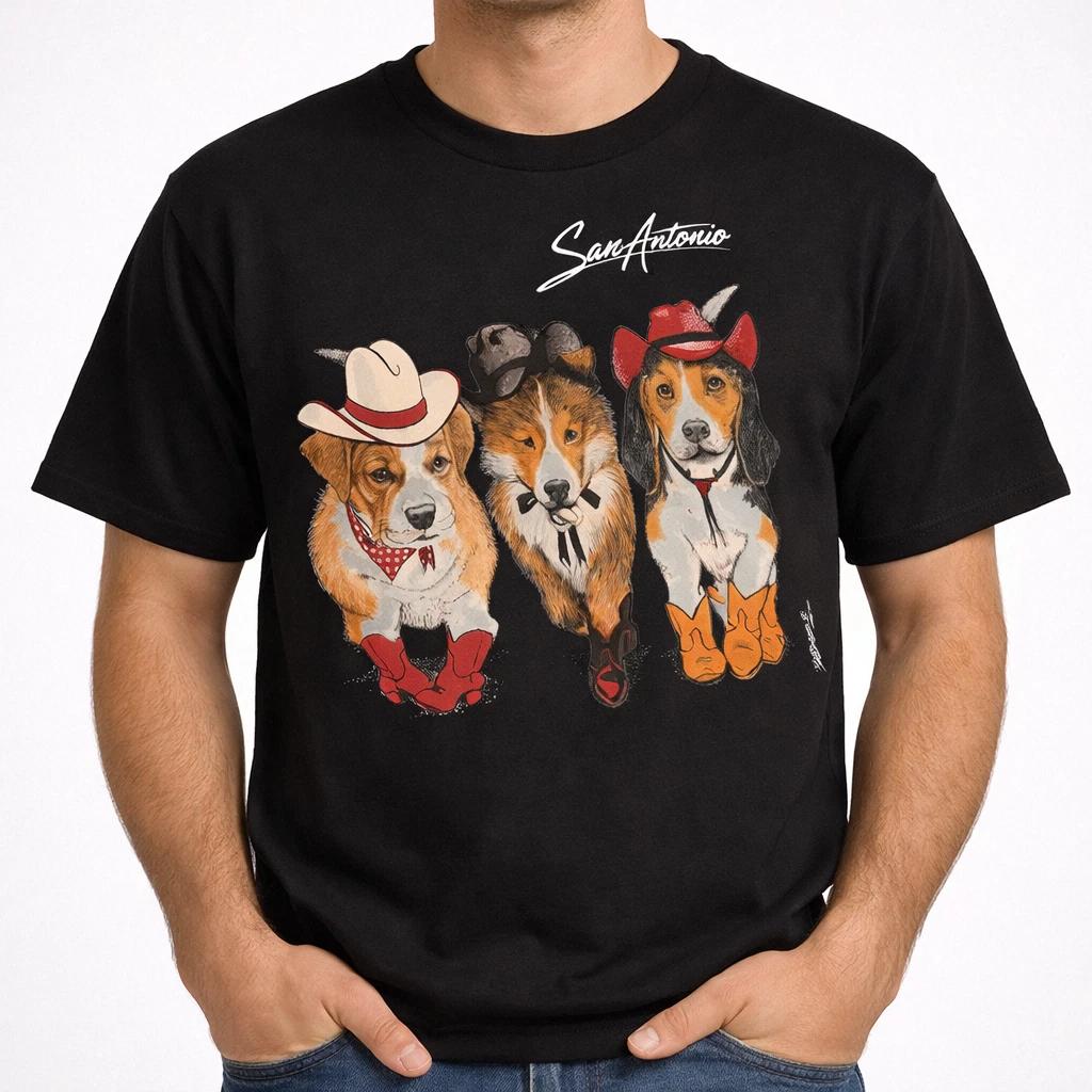 Vintage 90s San Antonio Dog Cowboy Western Graphic Tee Blue USA Unisex S-3XL XXXL