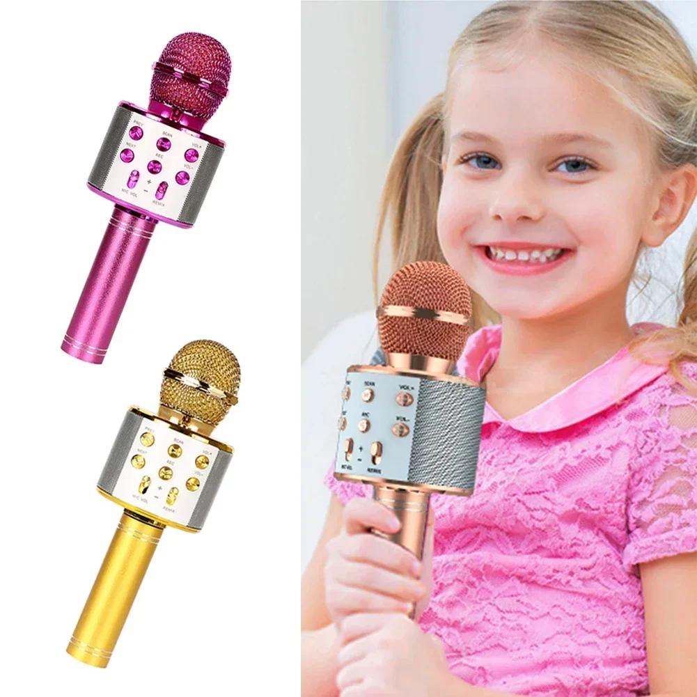 Handheld Wireless Bluetooth Karaoke Microphone Hifi Sound USB Speaker Microphone for Kids Music Player Singing Recorder Home KTV