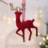 Wine Red Plush Christmas Tree Pendant Glitter Bow Christmas Decorations  Holiday Season