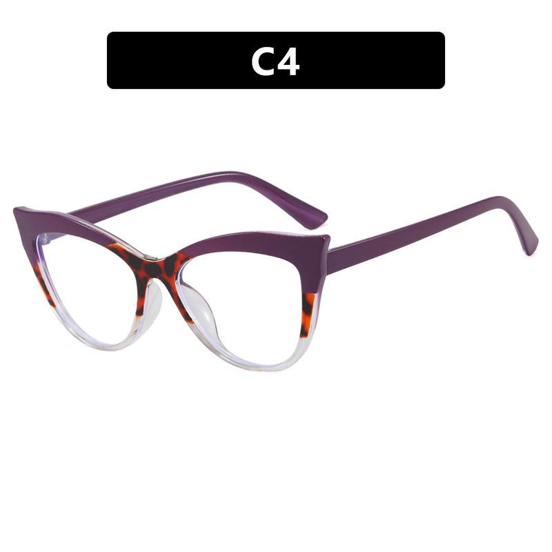 Stylish Color-Block Cat-Eye Frames Anti-Blue Light Non-Prescription Glasses Classic Cycling and Driving Eyewear for Women