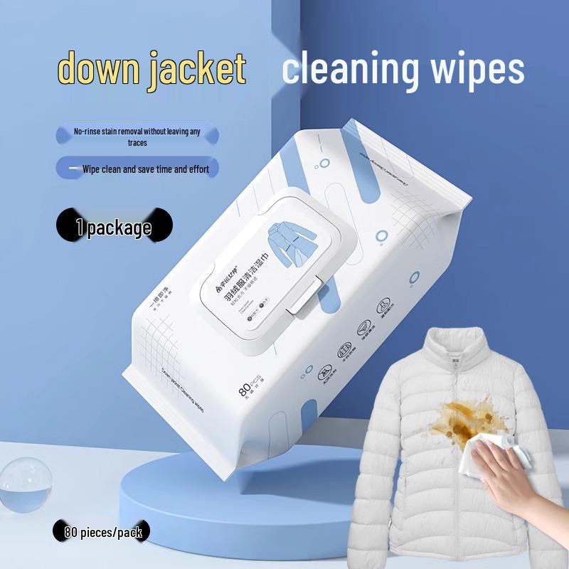 Portable No-Wash Stain-Removing Wipes for Cleaning Down Jackets - Powerful, Specialized, Dry and Wet Wipes
