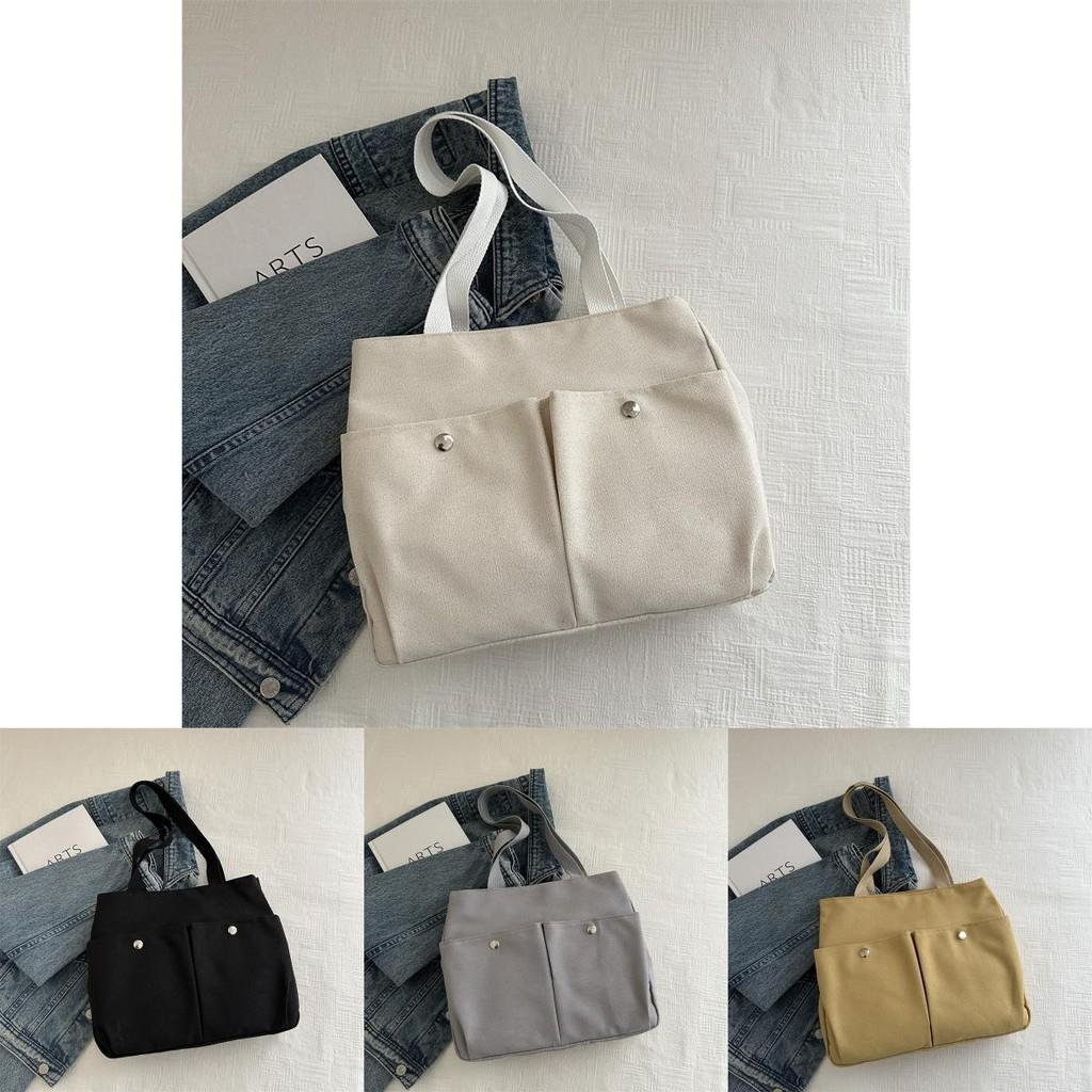 Fashionable Simple Shoulder Bag For Women In Gray Durable Canvas Material