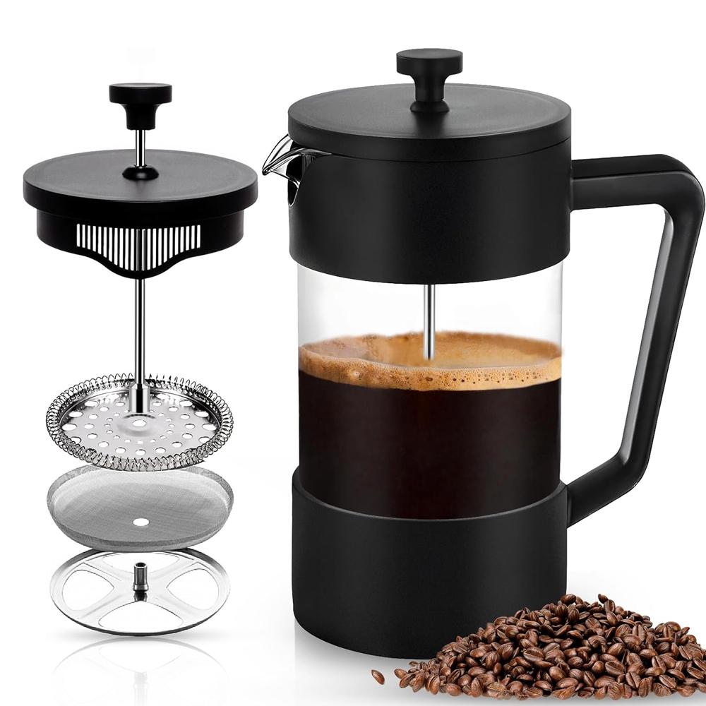 

Френч-пресс для кофе для дома, путешествий, кемпинга (черный, 1000 мл)