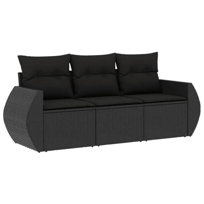 VidaXL Garden Lounge Set 3 Pcs with Cushions Black Braided Resin 3221054