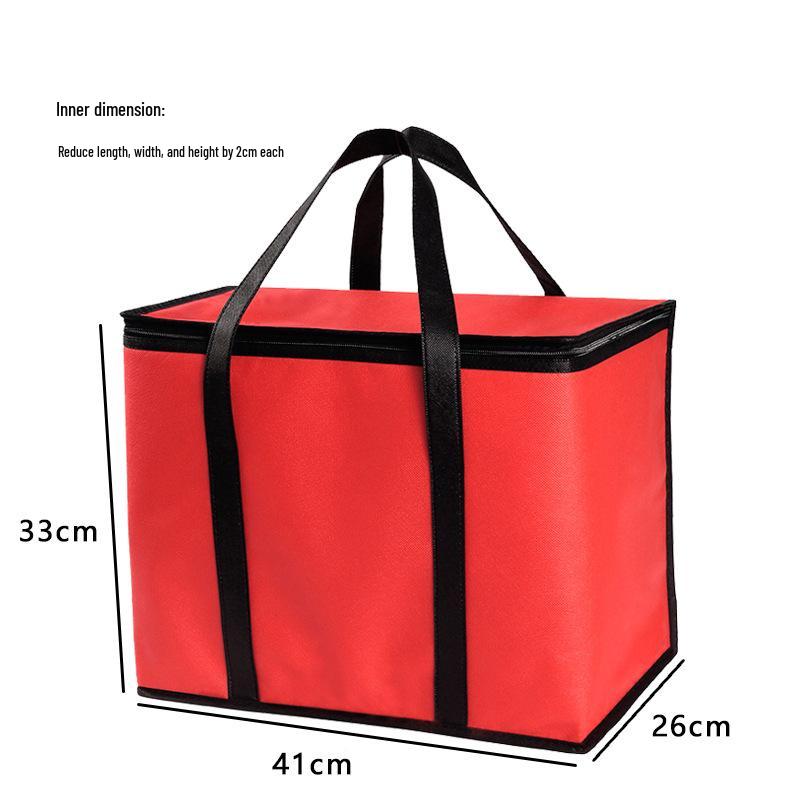Large Capacity Double Zipper Insulated Picnic Ice Pack Bag – Black Non-woven Fabric
