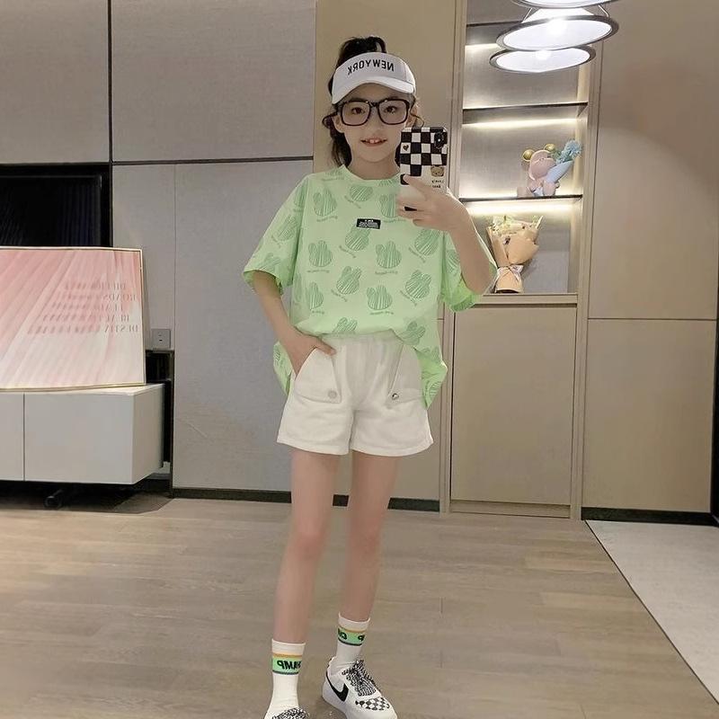 Girls Ice Silk Short Sleeve T Shirt Summer Lightweight Stylish Top for Big Kids