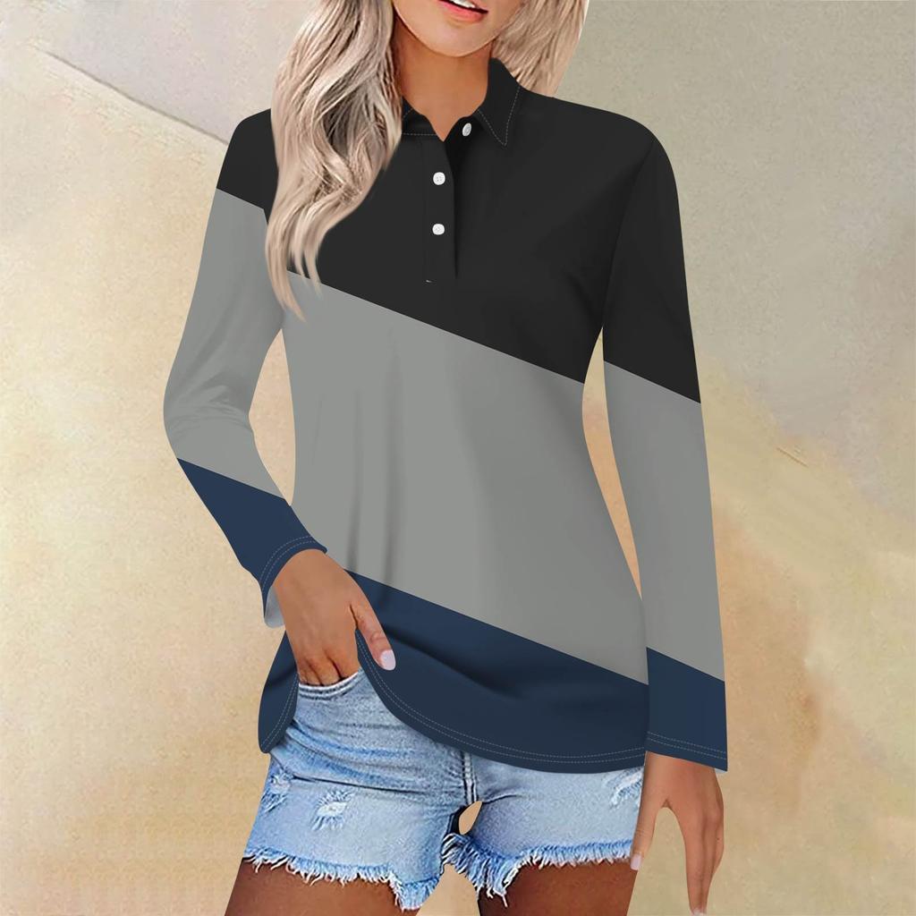 Dámská móda Ležérní klopa Krátký Dlouhý rukáv Potisk Košile Dámské Zapínací topy