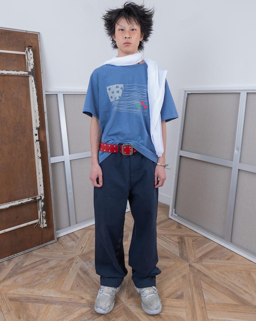 THEMUSEUMVISITOR Check Panel Chino Pants (Navy)