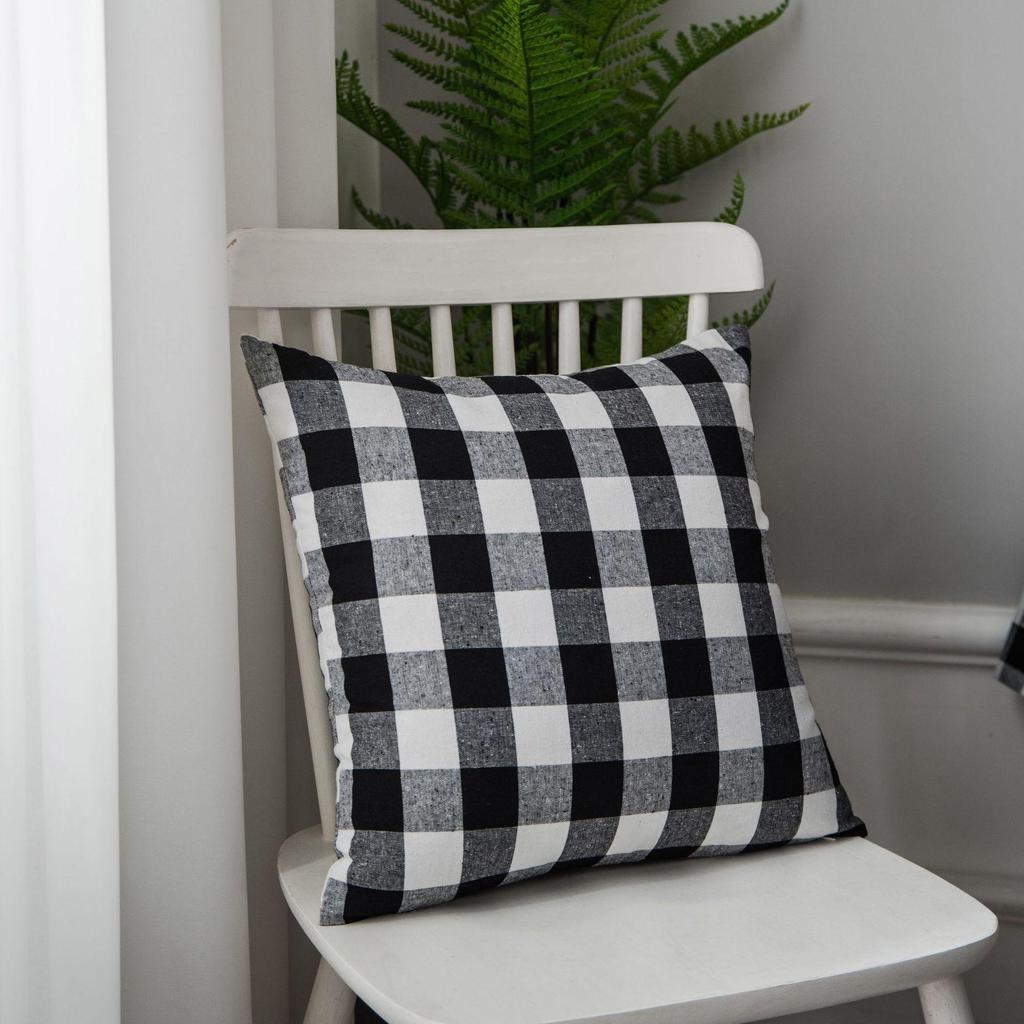 Imanqi Yun Garngefärbte Schwarz-Weiß Karierte Tischdecke - Amerikanischer Stil Rechteckiges Tuch für Ess- & Kaffeetische