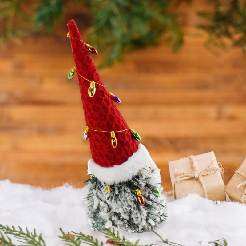Senior Gnomes Plush Dolls with Faux String Light Christmas Dwarf Ornament Decorative Figure Table Centerpieces Decors