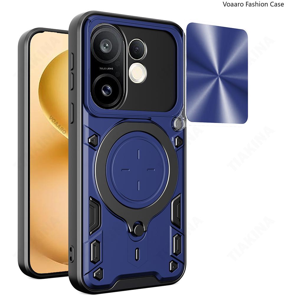 Slide Lens Armor Funda for Vivo X200 FE 5G Case for Vivo S30 Pro Mini 5G Case Magnetic Ring Stand Holder Cover Shockproof Capa