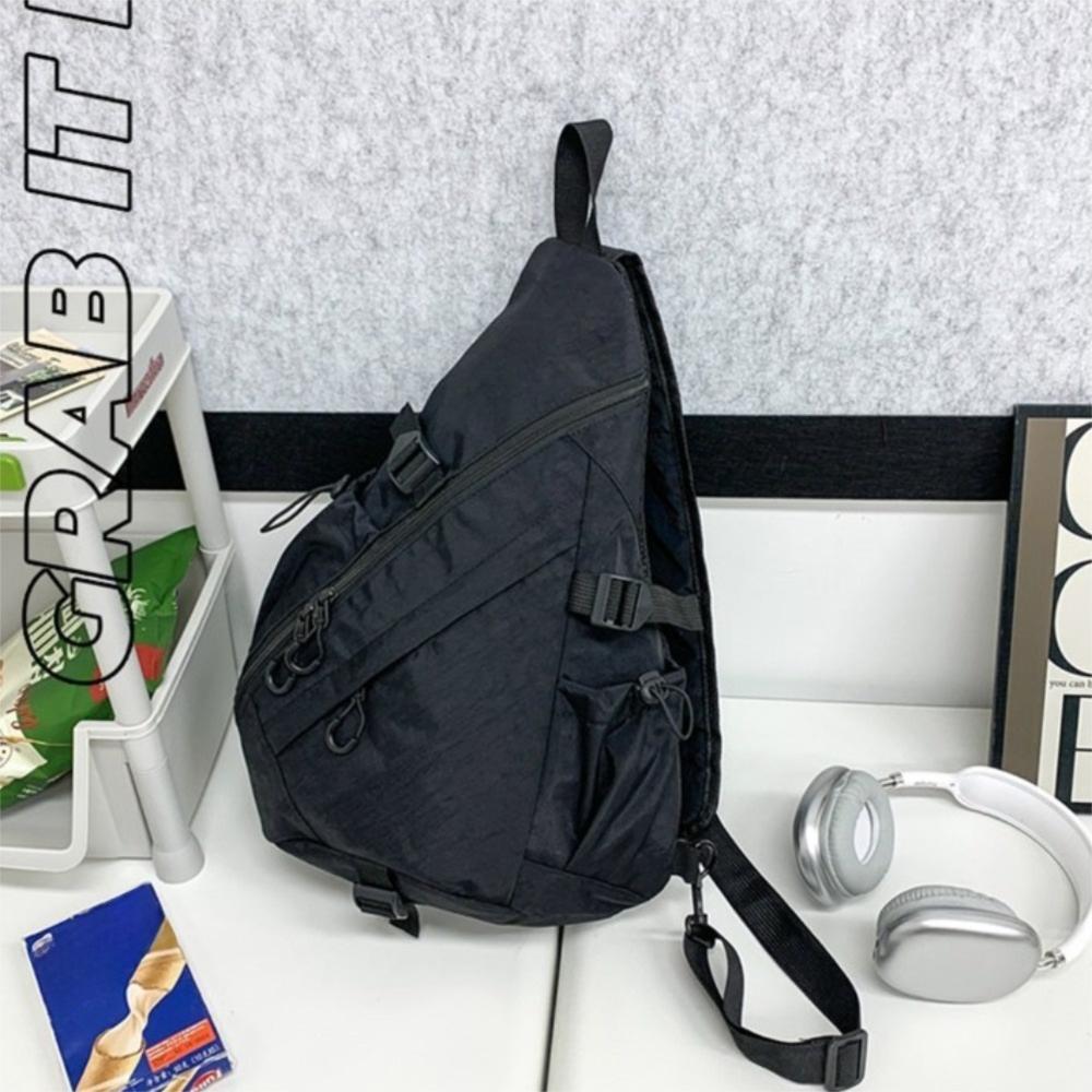 Large Capacity Oxford Cloth Shoulder Bag Solid Color Sports Crossbody Bag Men's Chest Bag  Travel