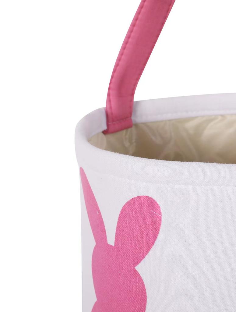 1pc Easter Bunny Ear Cute Rabbit Bucket Basket Canvas Rabbit Gift Bags With Plush Tail Easter Tote Bags For Easter Day