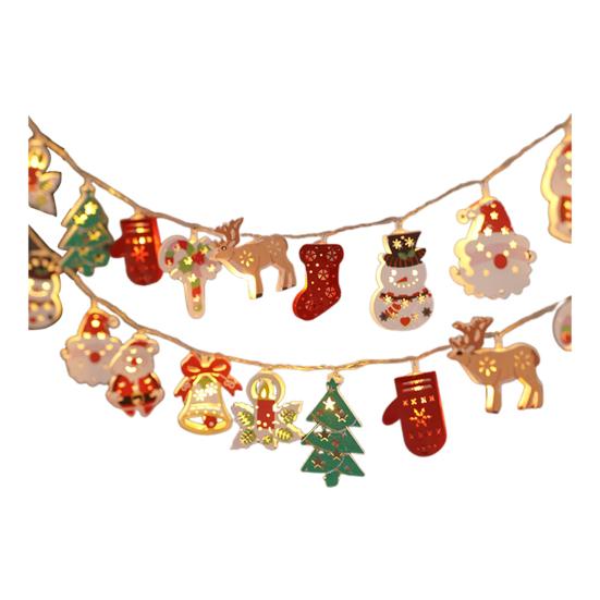 Christmas Fairy String Lights 10/20/40/80 LED Xmas Warm White Light with Santa Claus Tree Snowman Candy Cane Stockings for Indoor Home Party Decor