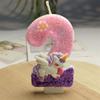 Creative Design Cute Cartoon Unicorn Birthday Candle Cake Atmosphere Birthday Decoration Candle Colorful