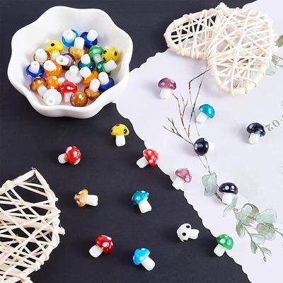 10/20/40pcs Glass Mushroom Bead Decorative Beads Handmade Bracelets, Necklaces, Earrings, and Jewelry Loose Spaced Beads