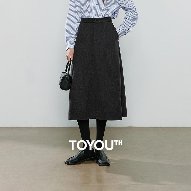 Chuyu Women s 2025 Winter Wool Blend A-Line Midi Skirt M