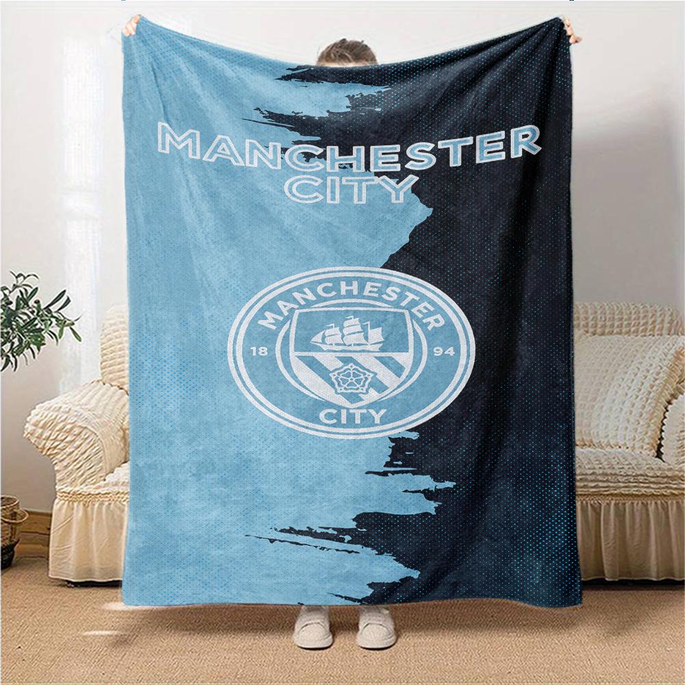 Manchester City Wappen Decken Flanell Bedruckt Atmungsaktiv Warm Überwurfdecke für Zuhause Büro Bettwäsche 0708a9