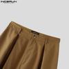 INCERUN Men Zip-up Waist Straight Pants Long Suits Trousers