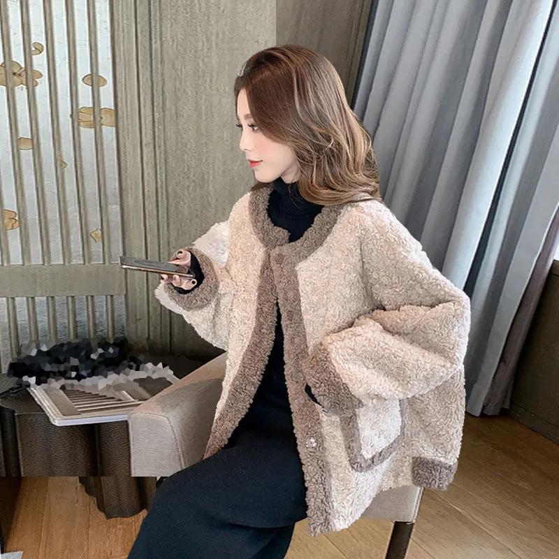 

WTEMPO Женские толстые теплые пальто с круглым вырезом на молнии, подходящие по цвету, на осень-зиму, женские плюшевые куртки из овечьей шерсти большого размера XL хаки
