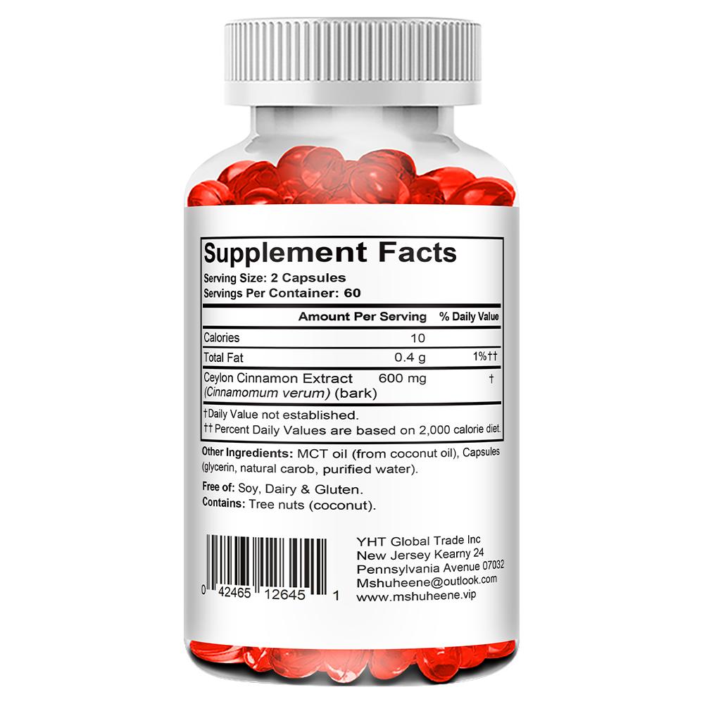 Ekstrakt z cynamonu cejlońskiego 600 mg Suplement diety, 120 kapsułek w butelce
