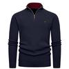 Men's Vertical Rib Knit Half-Zip Stand Collar Thick Sweater