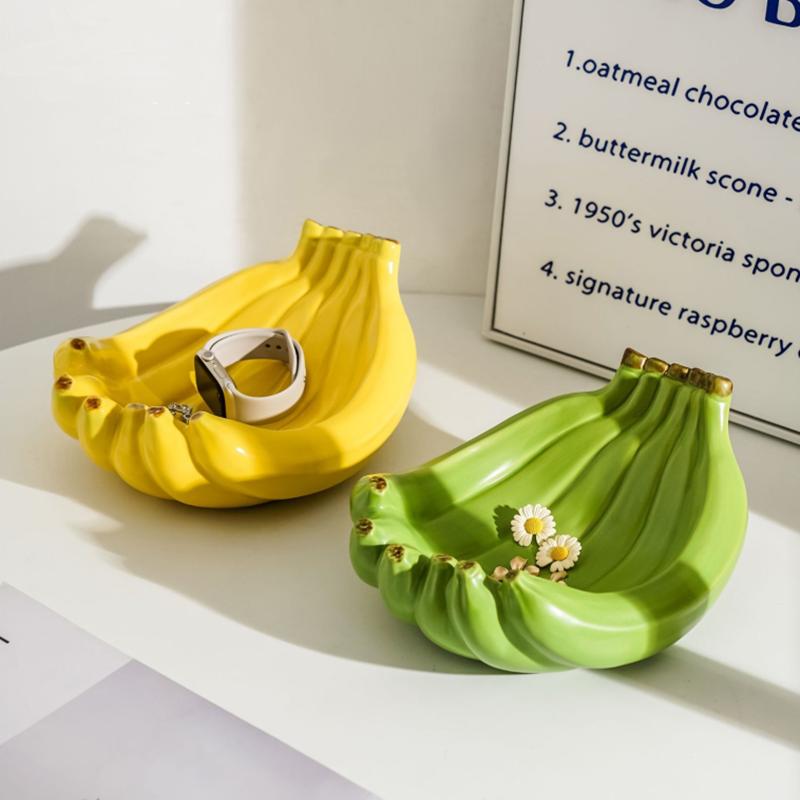 Creative Banana Shaped Storage Tray, Ceramic Fruit Tray, Household Snack Storage Tray, Living Room Desktop Storage Container