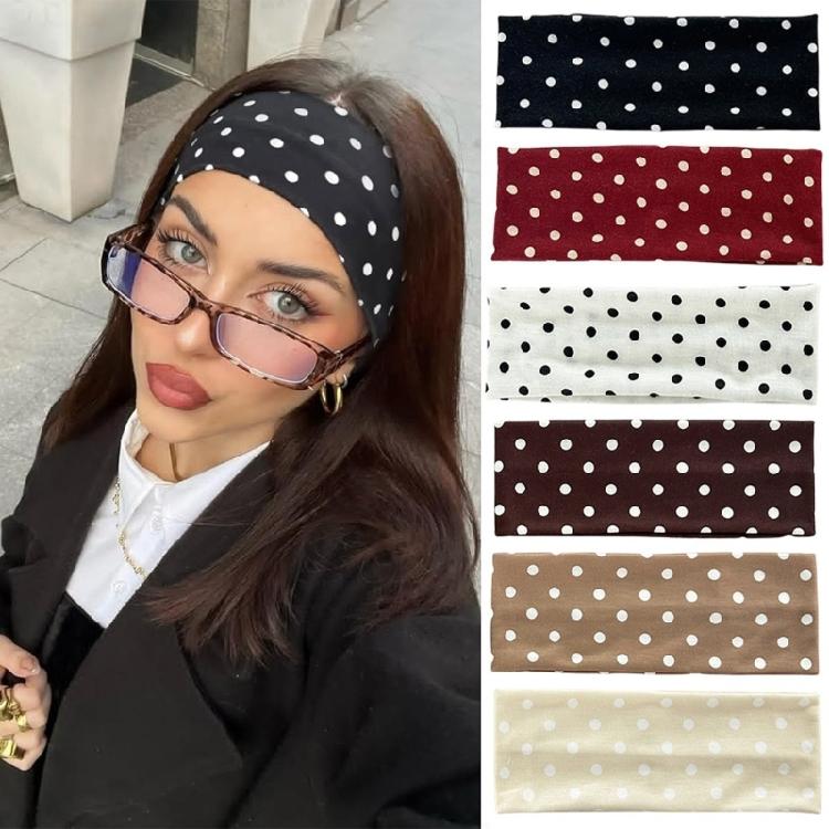 Fascia Multifunzionale per Capelli da Yoga, Copricapo alla Moda, Design a Pois Rotondi, Tessuto Elastico, Accessorio per Capelli, Multicolore