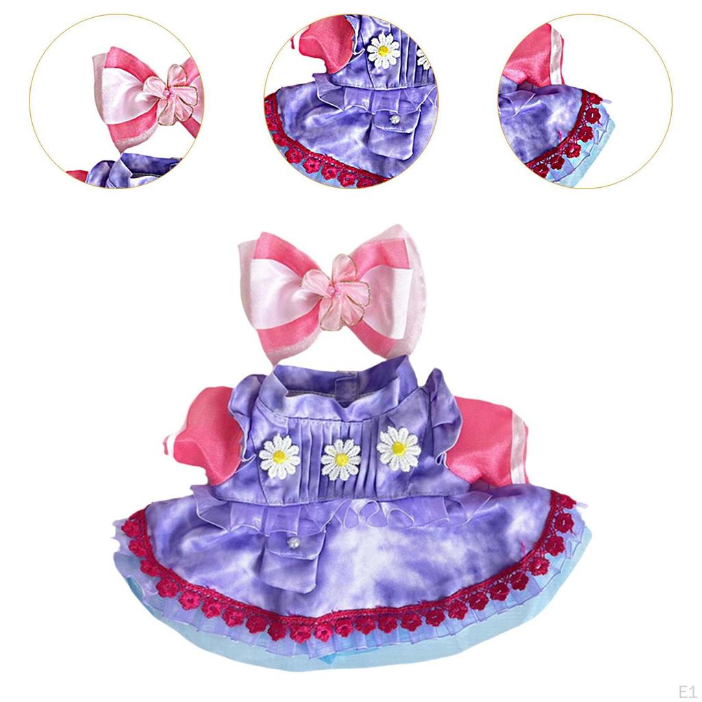 2Pcs Fashion Dolls Daisy Dress with Bow Hairpin, Handmade Clothing Accs for 15inch Girl