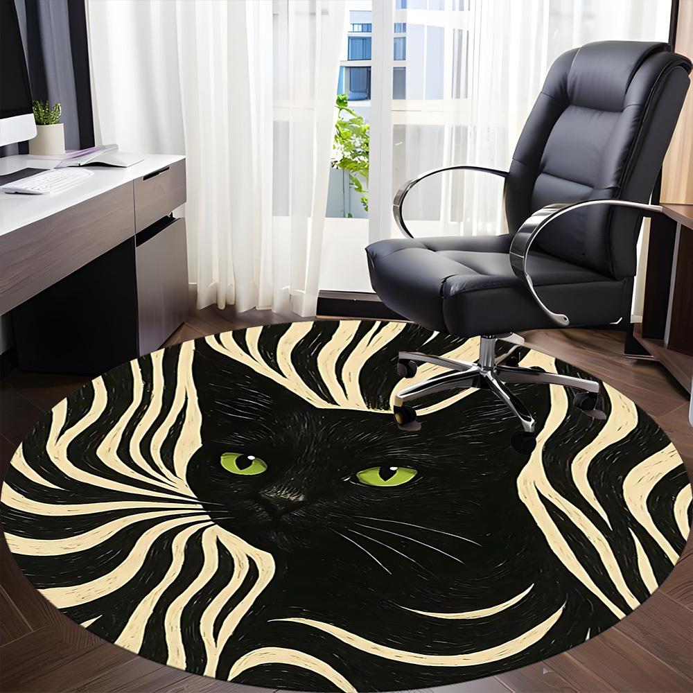 1ks Zebra Kočka Kancelářský Kulatý Koberec, Podložka Vhodná Do Kanceláře, Pod Kancelářské Židle Ložnice Obývací Pokoj Domácí Dekorace, Dekorace Místnosti