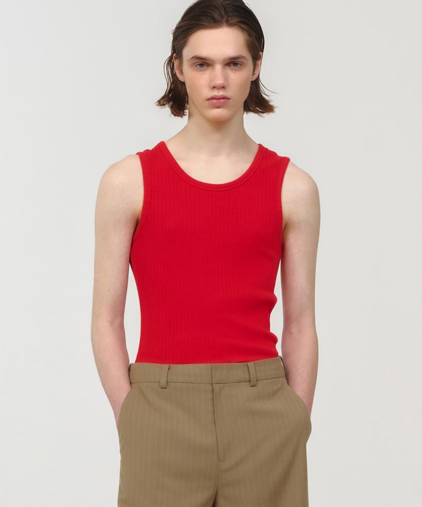 MOONSUN Unisex, Basic Ribbed Sleeveless / Red