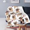 Pug Blanket Cute Pet Puppy Dog Fleece Throw Blanket Soft Lightweight Cozy Plush Flannel Blanket for Sofa Couch Bed Living Room