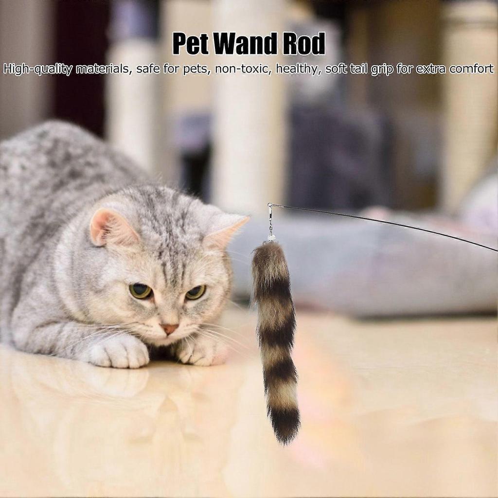 SCSYV Cat Artificial Tail Playing Sticks Toy Pet Retractable Wand Funny Rod Interactive Toy