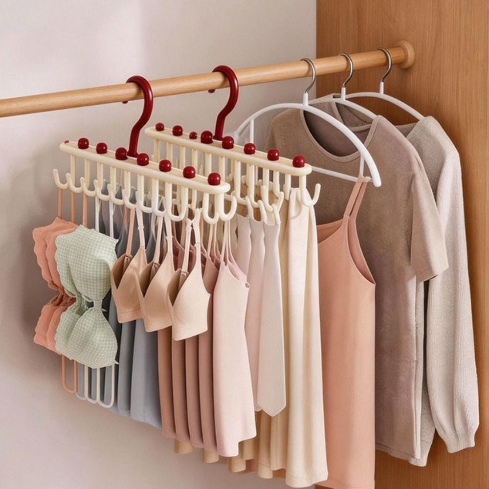 Plastic Underwear Vest Storage Rack Dopamine 16 Hooks Tie Belt Hanger Rotating Space Saving Clothes Drying Rack for Laundry Room