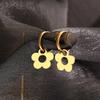 Stainless Steel Earrings Cute Cartoon Flower Pendants Korean Fashion Hoop Earrings For Women Jewelry Best Friend Wedding Gifts