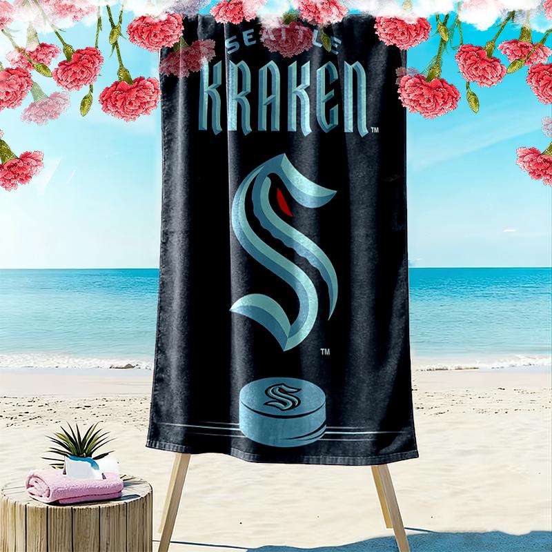 Seattle Kraken Hockey print Quick Dry Beach Towel Microfiber Absorbent Portable Travel Swimming Towel