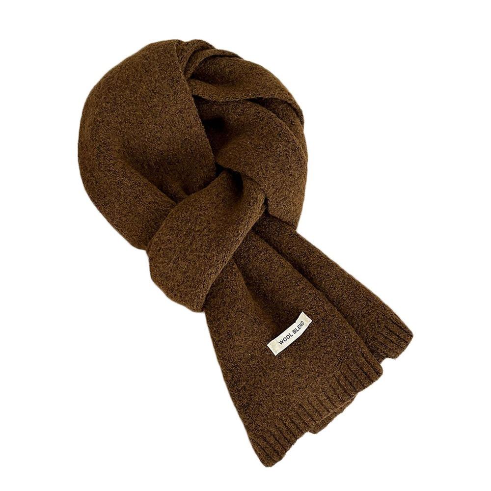 

Warm Winter Scarf Solid Color Neck Warmer Fashion Knit Scarf Women Men кавовий