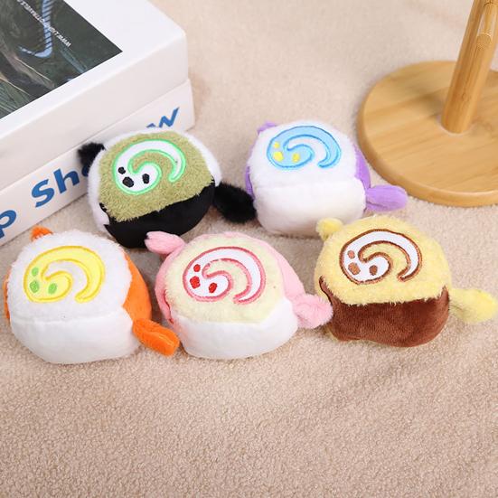 Plush Animal Cake Toy with Ball Chain Stuffed Tiger Chocolate Rabbit Strawberry Fox Cat Cake Roll Keychain Pendant Bag Charm Hanging Decor