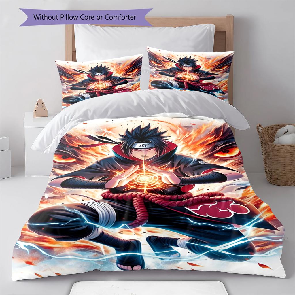 Juego de Ropa de Cama con Estampado de Dibujos Animados Colcha Funda de Colcha Funda de Almohada Decoración del Hogar Regalo de Cumpleaños (1 * funda nórdica + 2 * fundas de almohada, sin núcleo)