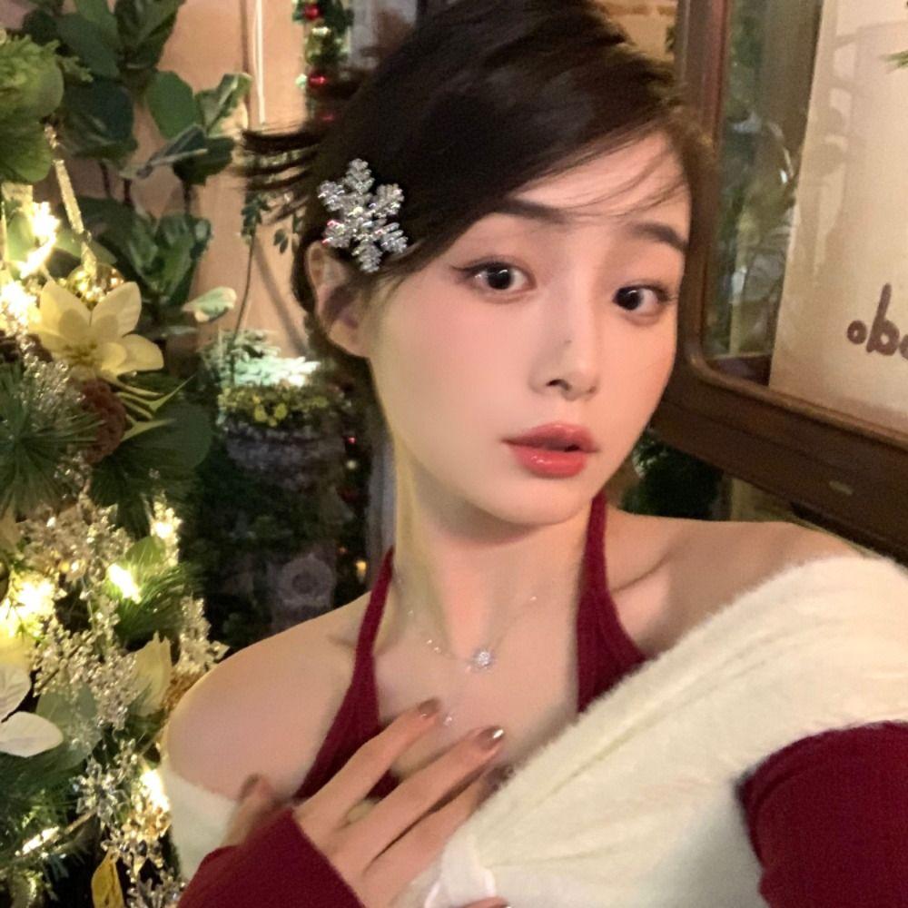 Strass-Schneeflocken-Haarnadel Silberne Weihnachts-Haarspange Vintage Mädchen