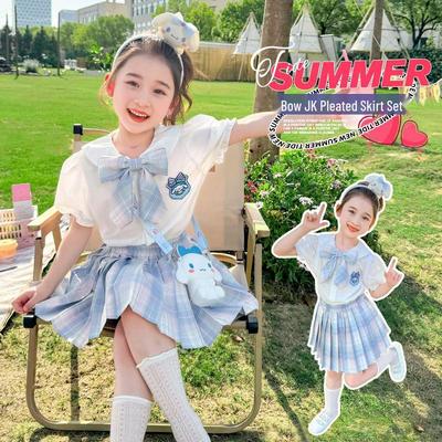 2025 Girls' Cinnamoroll Academy-Style Summer JK Shirt & Pleated Skirt Set